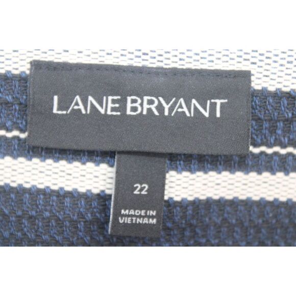 Lane Bryant Plus Sz 22 Navy Ivory Stripe Blazer Open Front Raw Seam - Picture 5 of 5